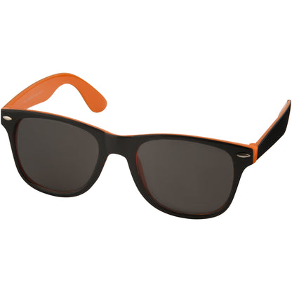 Orange-Solid Black - Front - Bullet Sun Ray Sunglasses - Black With Colour Pop (Pack Of 2)
