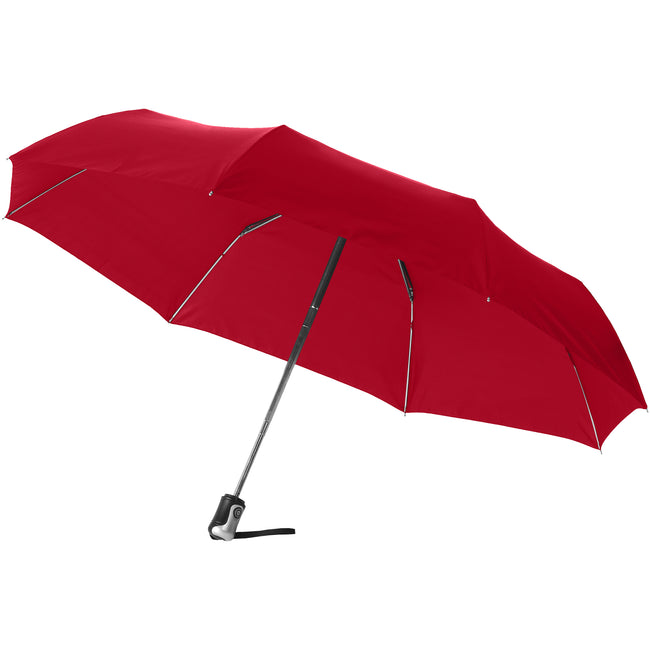 Red - Front - Bullet 21.5in Alex 3-Section Auto Open And Close Umbrella (Pack of 2)