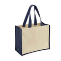 Navy - Front - Bullet Varai Canvas-Jute Shopping Tote Bag