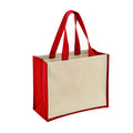 Red - Front - Bullet Varai Canvas-Jute Shopping Tote Bag