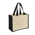Solid Black - Front - Bullet Varai Canvas-Jute Shopping Tote Bag