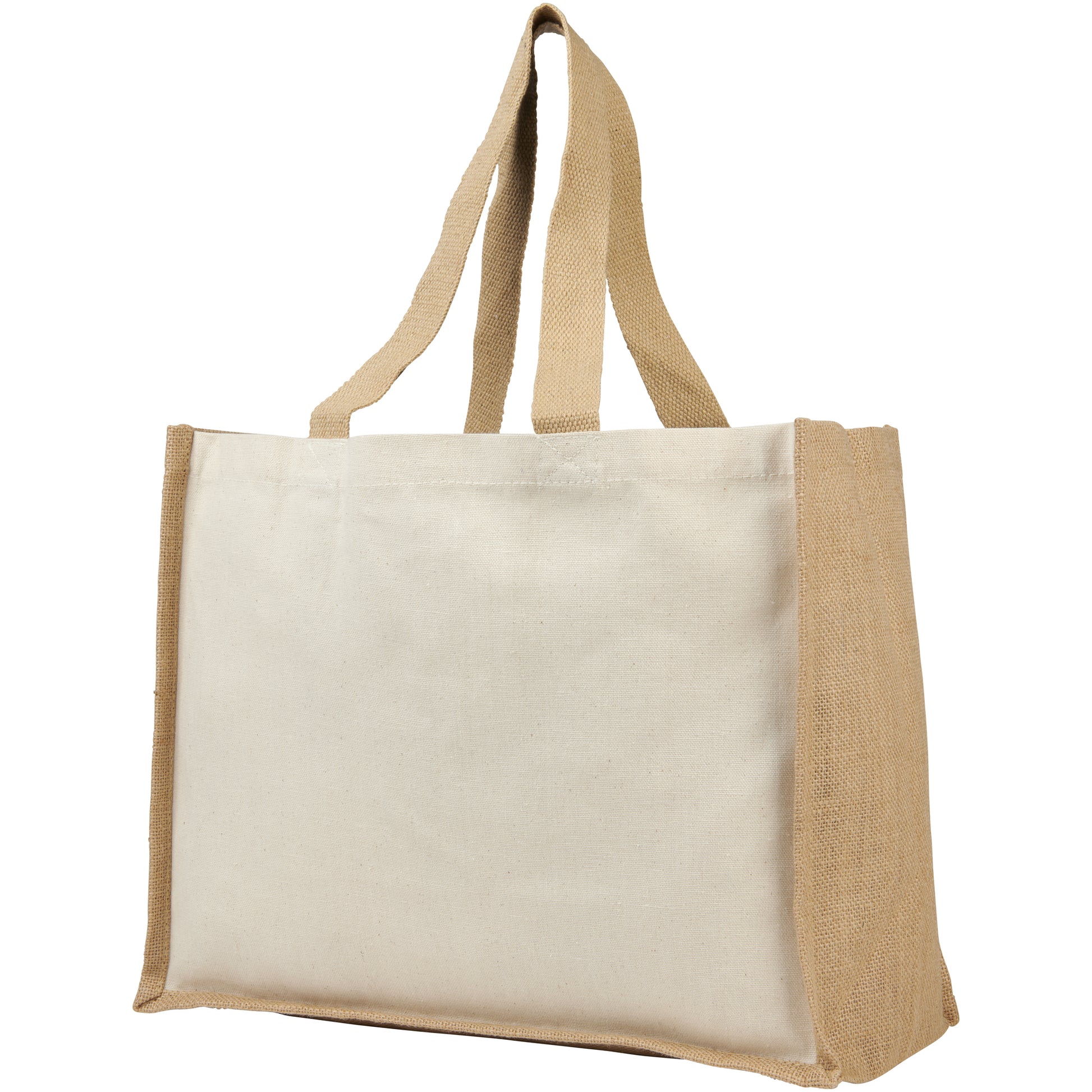 Natural - Front - Bullet Varai Canvas-Jute Shopping Tote Bag