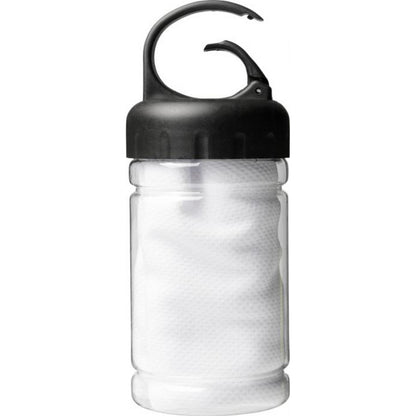 White - Front - Bullet Remy Cooling Towel in PET Container