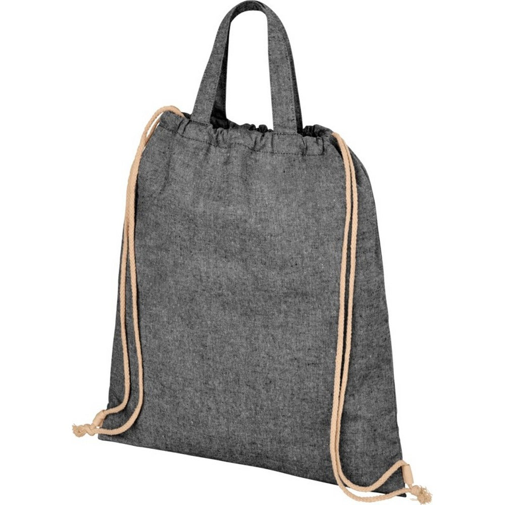 Black Heather - Back - Bullet Adults Unisex Pheebs 210gm Drawstring Bag