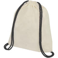 Natural-Solid Black - Back - Bullet Oregon Cotton Drawstring Bag