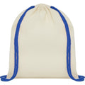 Natural-Royal Blue - Front - Bullet Oregon Cotton Drawstring Bag
