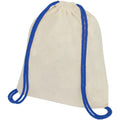 Natural-Royal Blue - Back - Bullet Oregon Cotton Drawstring Bag