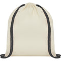 Natural-Solid Black - Front - Bullet Oregon Cotton Drawstring Bag