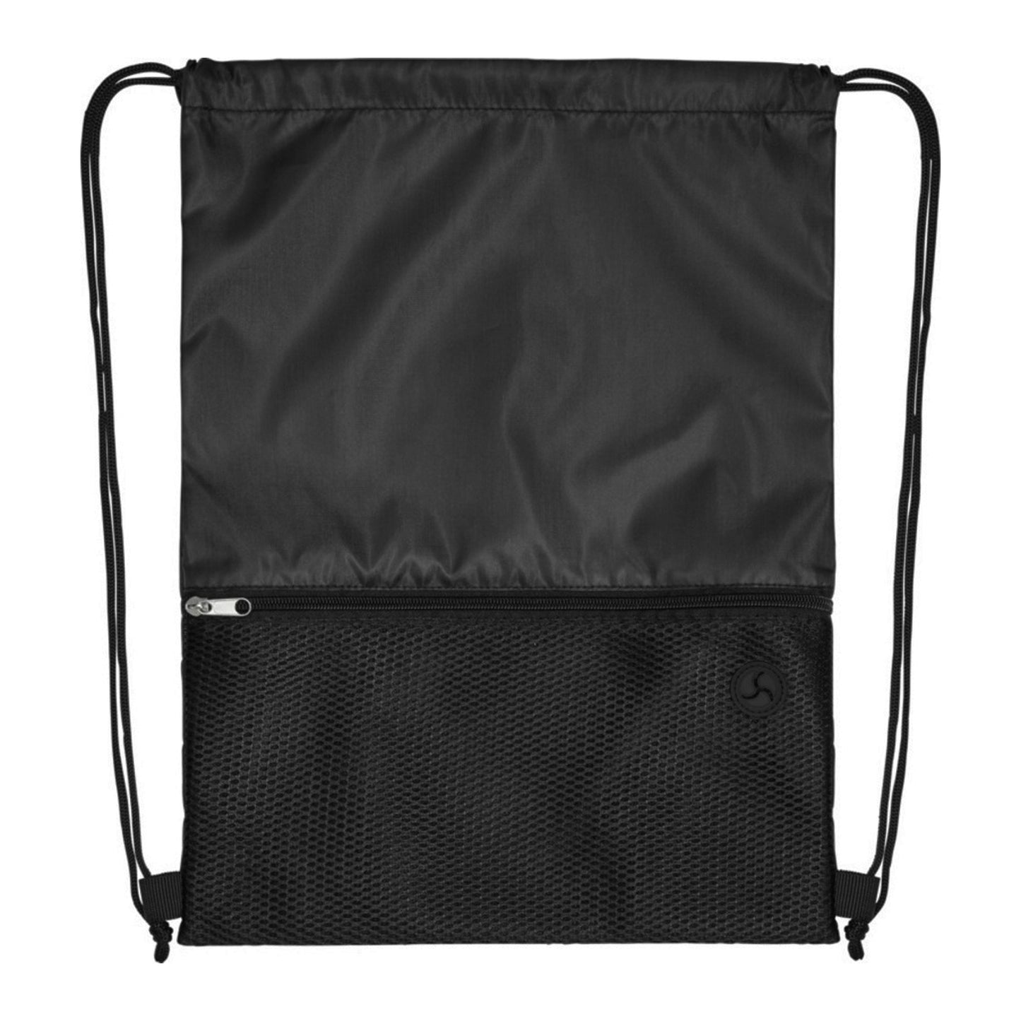 Solid Black - Back - Bullet Oriole Mesh Drawstring Bag