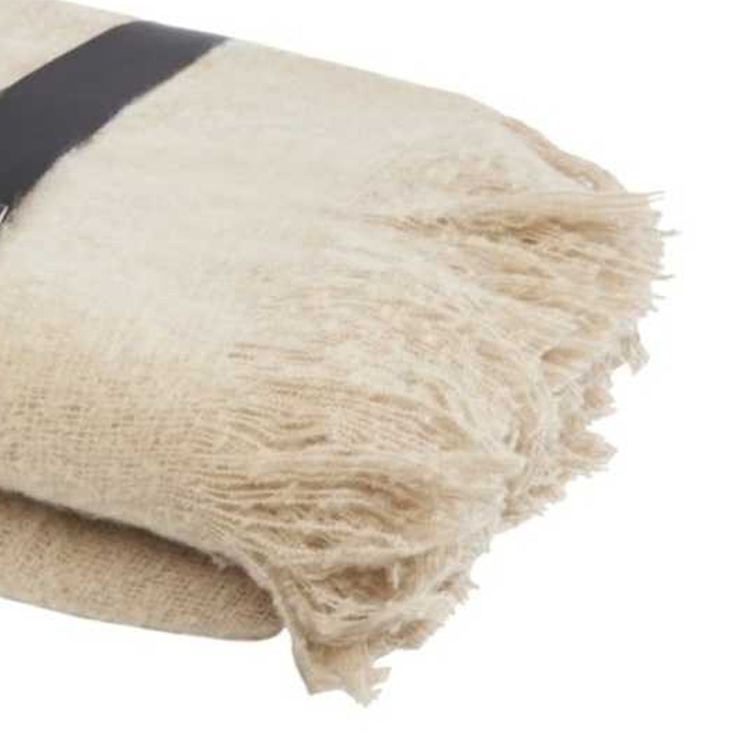 Beige - Back - Seasons Faux Mohair Blanket