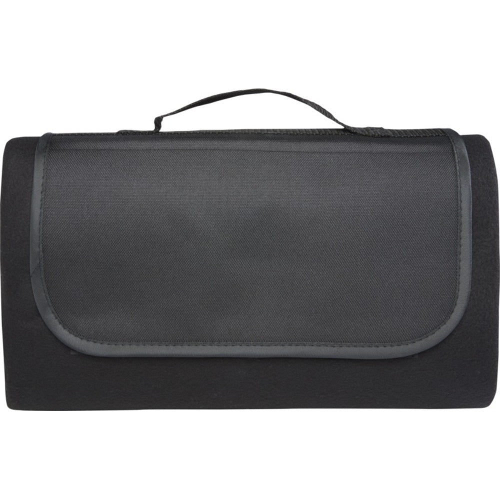 Solid Black - Back - Bullet Salvie Plastic Picnic Blanket
