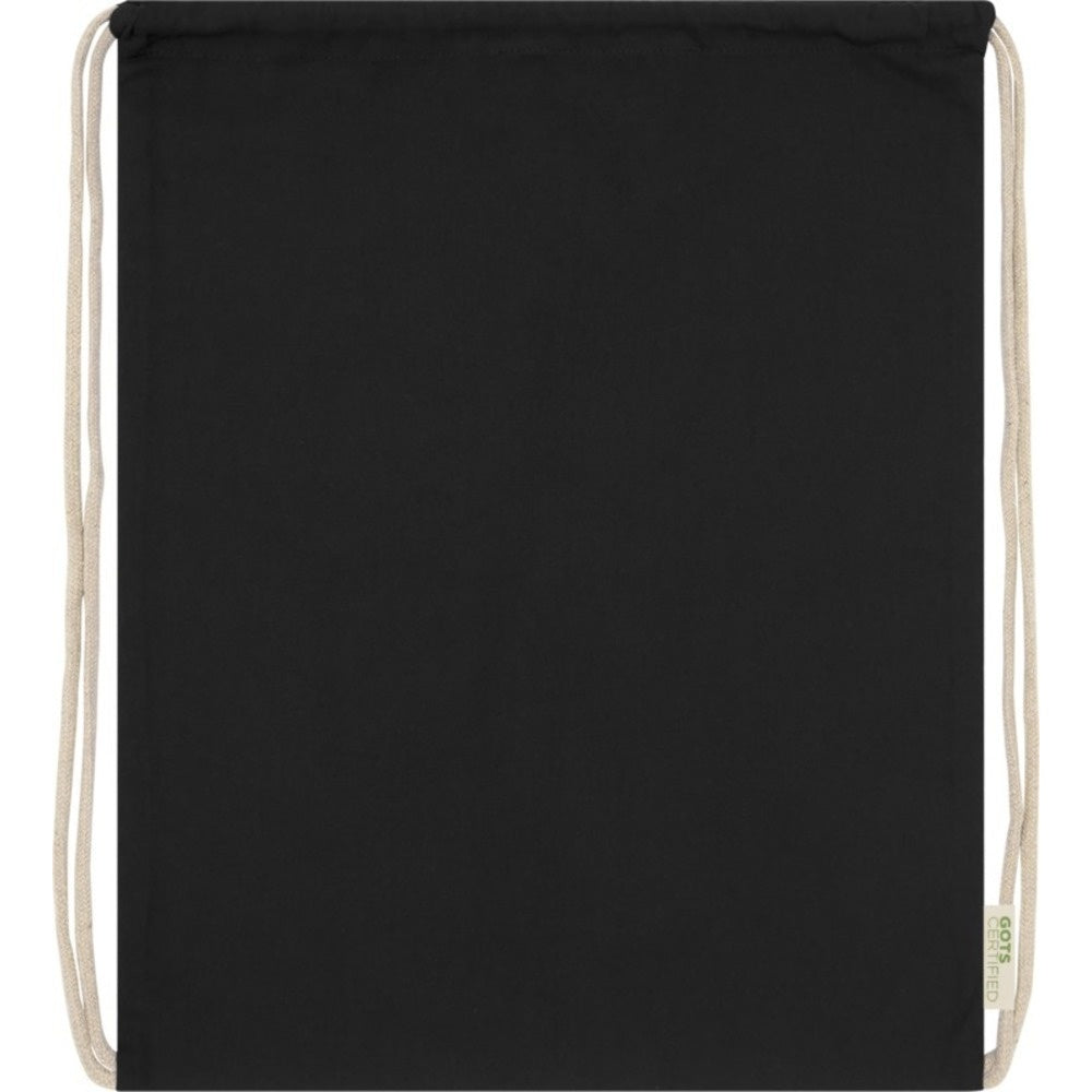Solid Black - Back - Bullet Orissa Organic Cotton Drawstring Bag