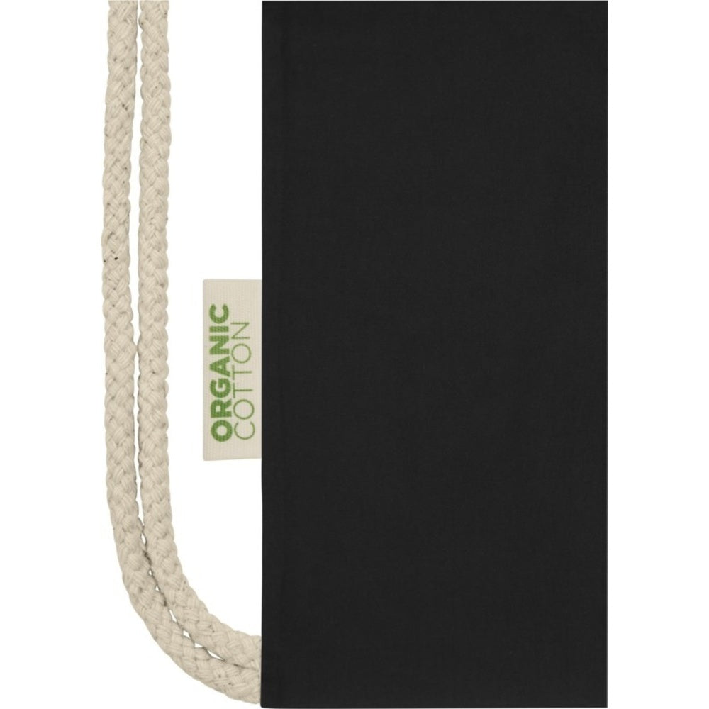 Solid Black - Side - Bullet Orissa Organic Cotton Drawstring Bag