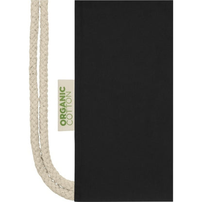 Solid Black - Side - Bullet Orissa Organic Cotton Drawstring Bag