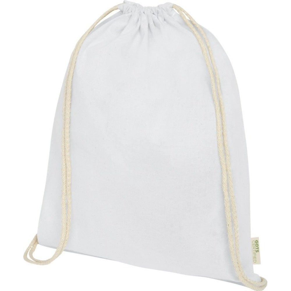 White - Front - Bullet Orissa Organic Cotton Drawstring Bag