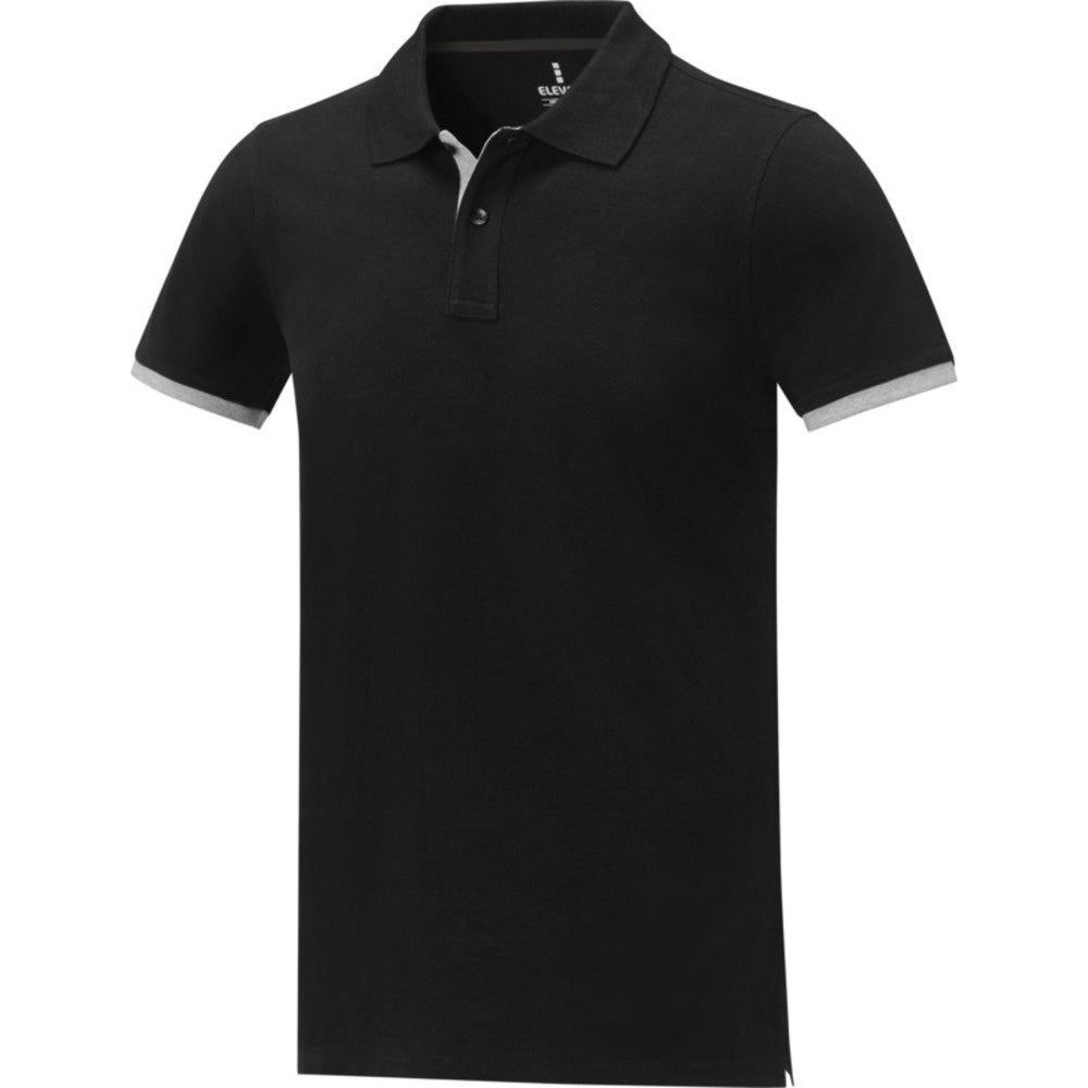 Solid Black - Side - Elevate Mens Morgan Short-Sleeved Polo Shirt