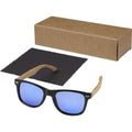 Bamboo Brown-Blue - Pack Shot - Avenue Hiru Polarized Mirrored Sunglasses