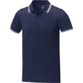 Navy - Side - Elevate Mens Amarago Short-Sleeved Polo Shirt