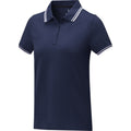 Navy - Back - Elevate Womens-Ladies Amarago Short-Sleeved Polo Shirt