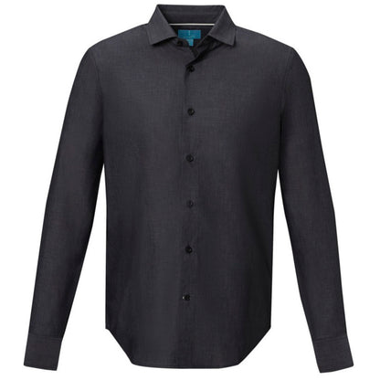 Solid Black - Front - Elevate NXT Mens Cuprite Organic Long-Sleeved Shirt