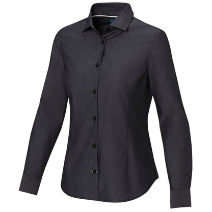 Solid Black - Side - Elevate NXT Womens-Ladies Cuprite Organic Long-Sleeved Shirt