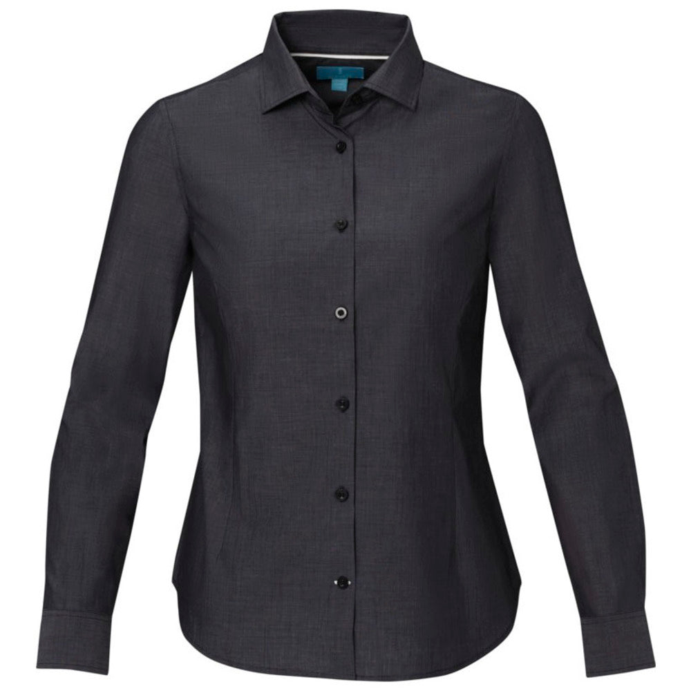 Solid Black - Front - Elevate NXT Womens-Ladies Cuprite Organic Long-Sleeved Shirt