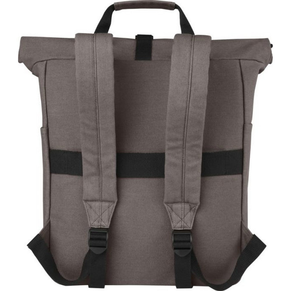 Grey - Back - Joey Roll Top Canvas 15L Laptop Backpack