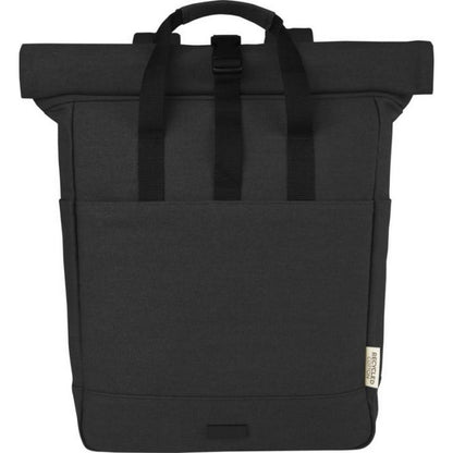 Solid Black - Front - Joey Roll Top Canvas 15L Laptop Backpack