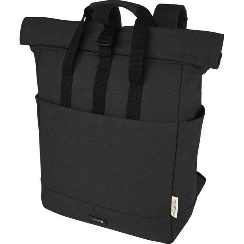 Solid Black - Side - Joey Roll Top Canvas 15L Laptop Backpack