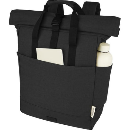 Solid Black - Lifestyle - Joey Roll Top Canvas 15L Laptop Backpack