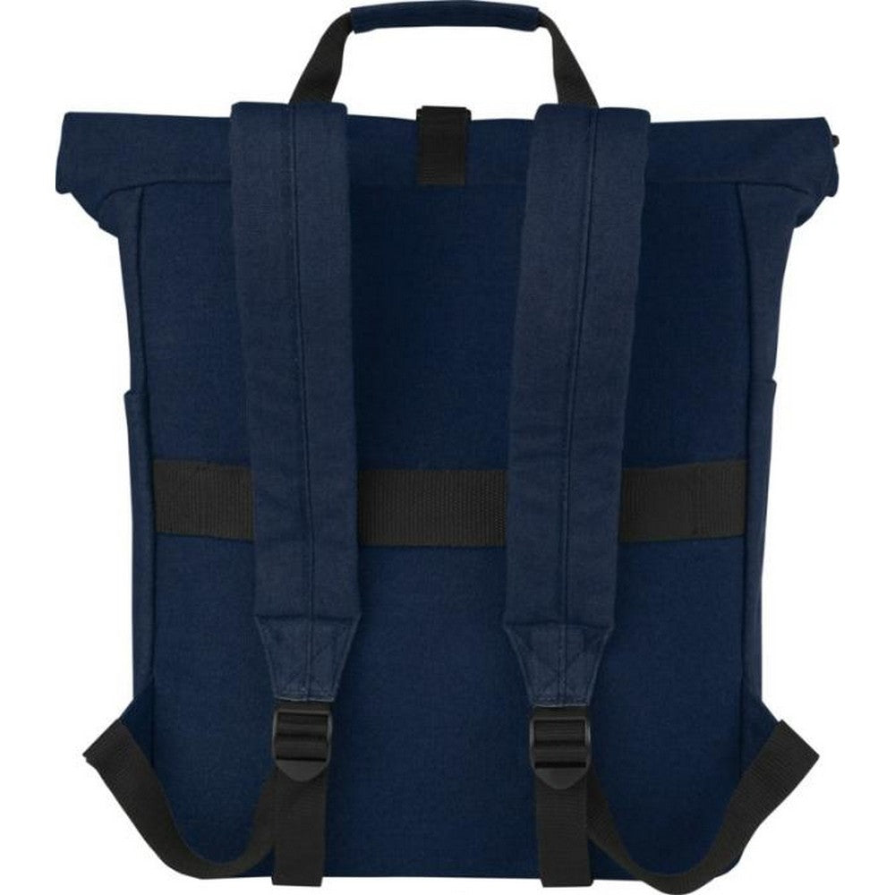 Navy - Back - Joey Roll Top Canvas 15L Laptop Backpack