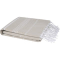 Beige - Back - Anna Hammam Striped Cotton Beach Towel