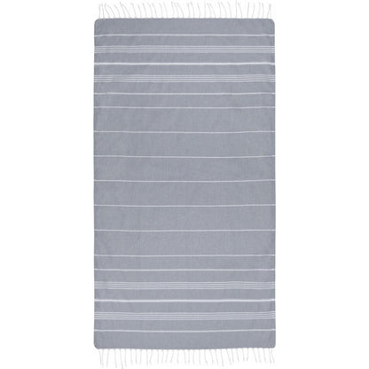 Grey - Front - Anna Hammam Striped Cotton Beach Towel