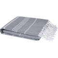 Grey - Back - Anna Hammam Striped Cotton Beach Towel