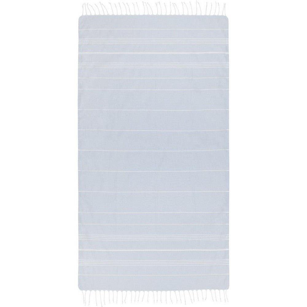Light Blue - Front - Anna Hammam Striped Cotton Beach Towel
