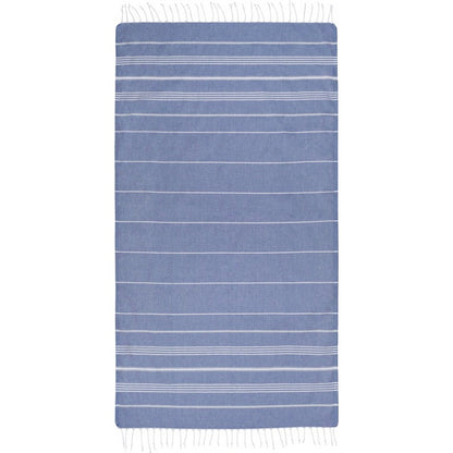 Navy - Front - Anna Hammam Striped Cotton Beach Towel