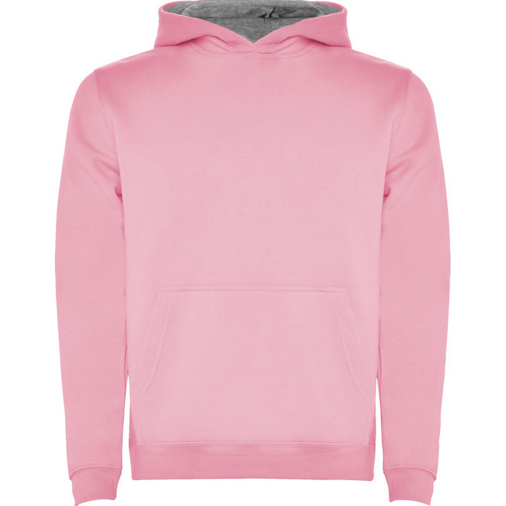 Light Pink-Grey Marl - Front - Roly Childrens-Kids Urban Drawstring Hoodie