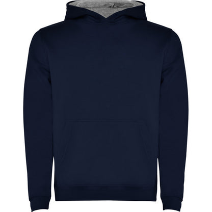Navy Blue-Grey Marl - Front - Roly Childrens-Kids Urban Drawstring Hoodie