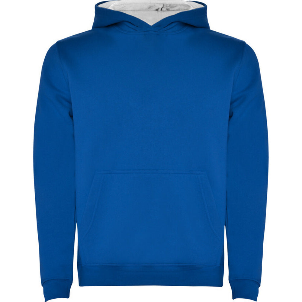 Royal Blue-White - Front - Roly Childrens-Kids Urban Drawstring Hoodie