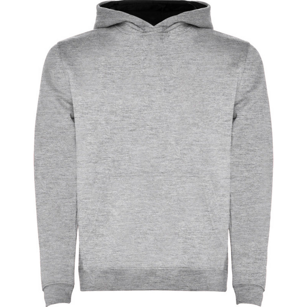 Grey Marl-Solid Black - Front - Roly Childrens-Kids Urban Drawstring Hoodie