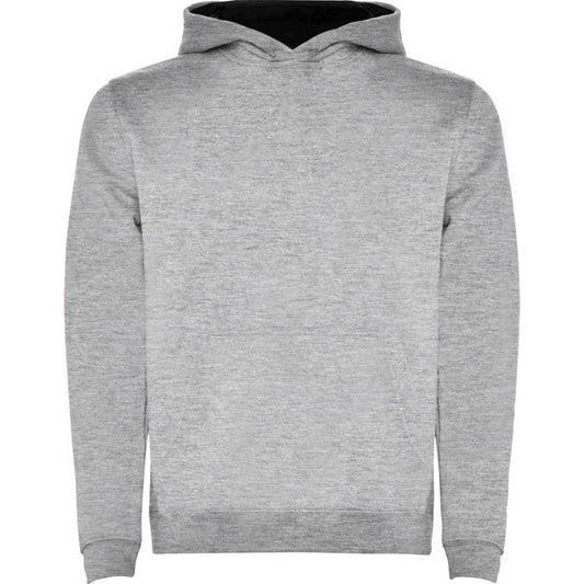 Grey Marl-Solid Black - Front - Roly Childrens-Kids Urban Drawstring Hoodie