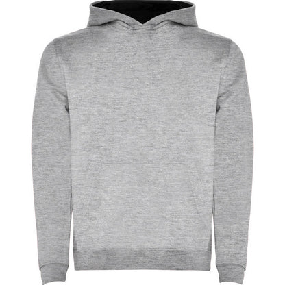 Grey Marl-Solid Black - Front - Roly Childrens-Kids Urban Drawstring Hoodie