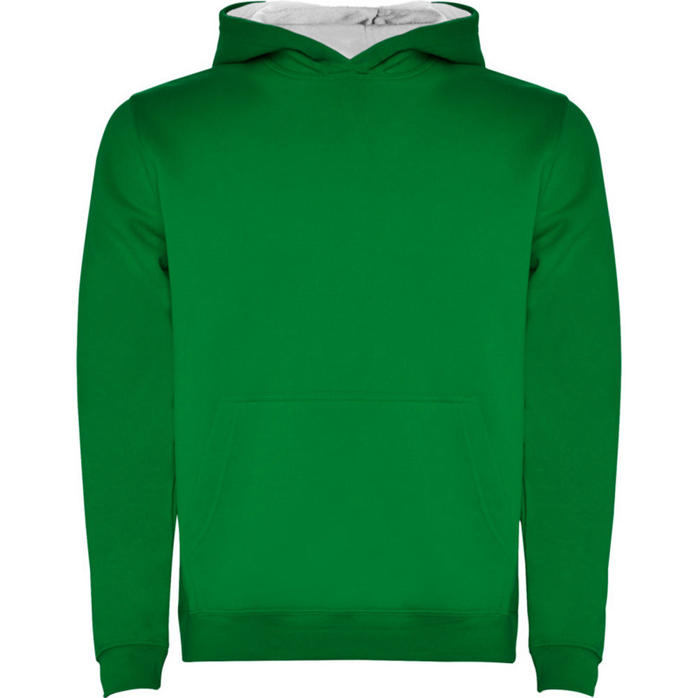 Kelly Green-White - Front - Roly Childrens-Kids Urban Drawstring Hoodie