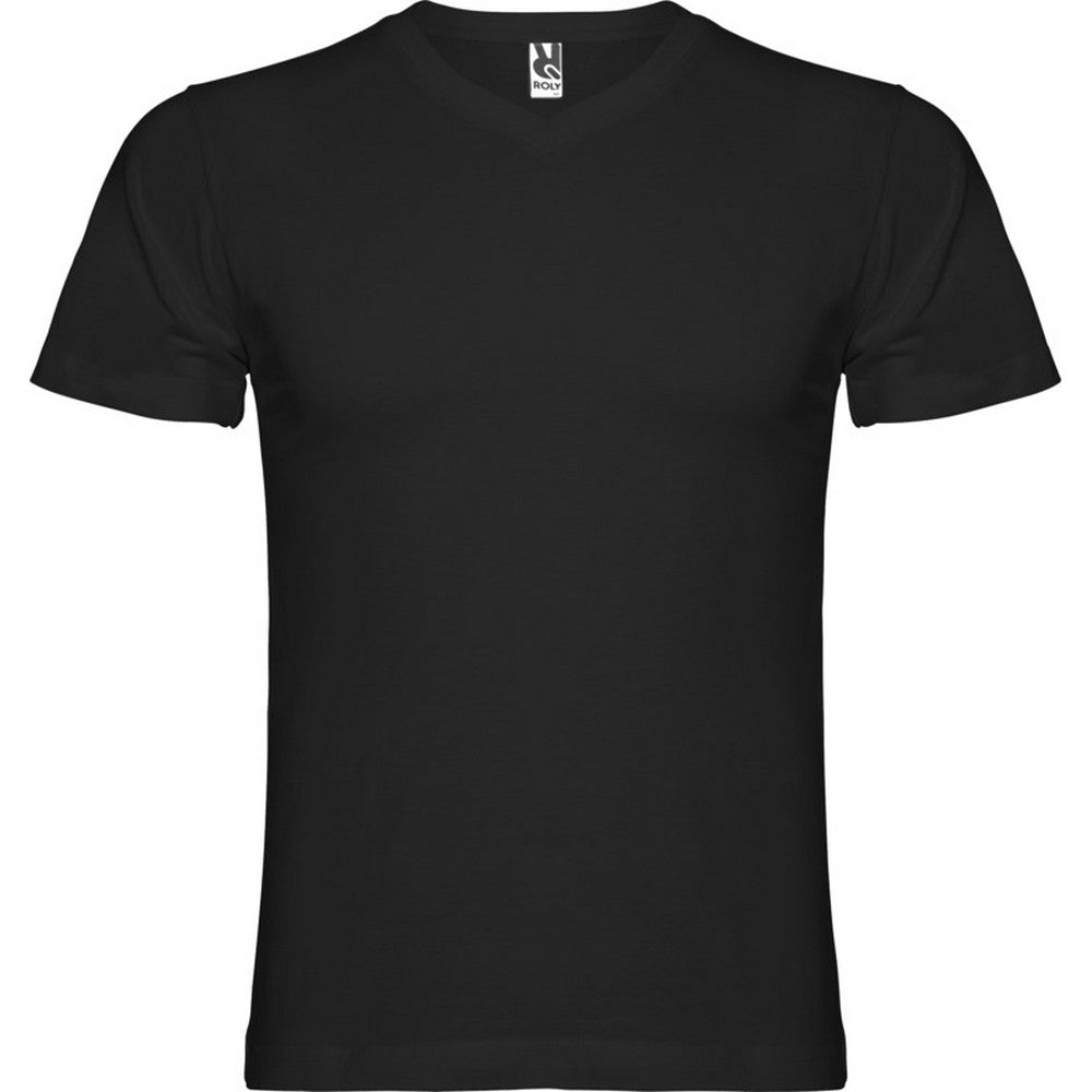 Solid Black - Front - Roly Mens Samoyedo V Neck T-Shirt