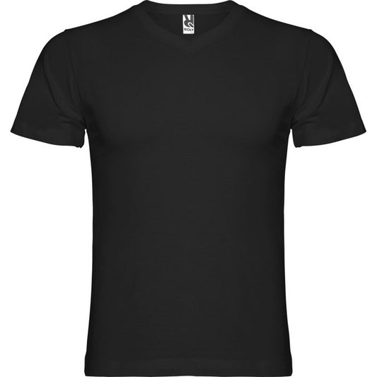 Solid Black - Front - Roly Mens Samoyedo V Neck T-Shirt