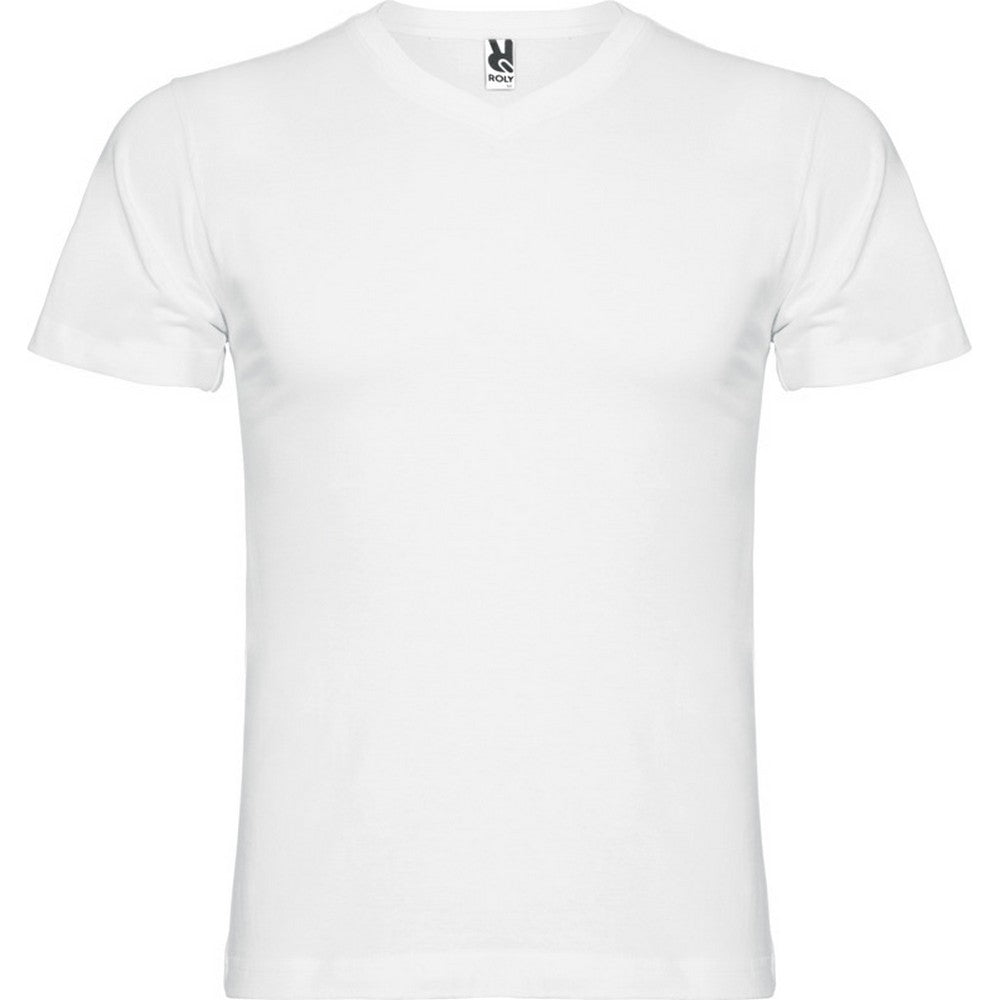 White - Front - Roly Mens Samoyedo V Neck T-Shirt