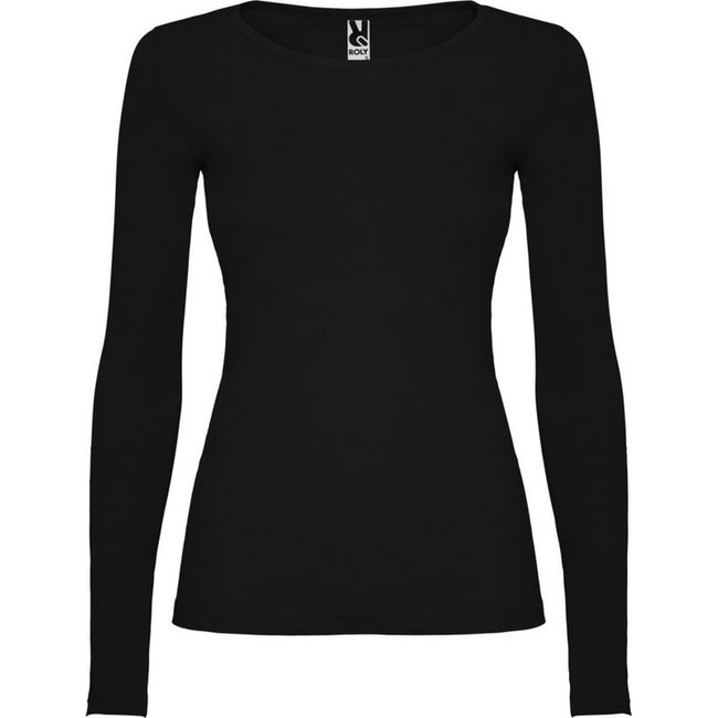 Solid Black - Front - Roly Womens-Ladies Extreme Long-Sleeved T-Shirt