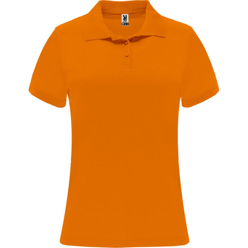Fluorescent Orange - Front - Roly Womens-Ladies Monzha Short-Sleeved Sports Polo Shirt