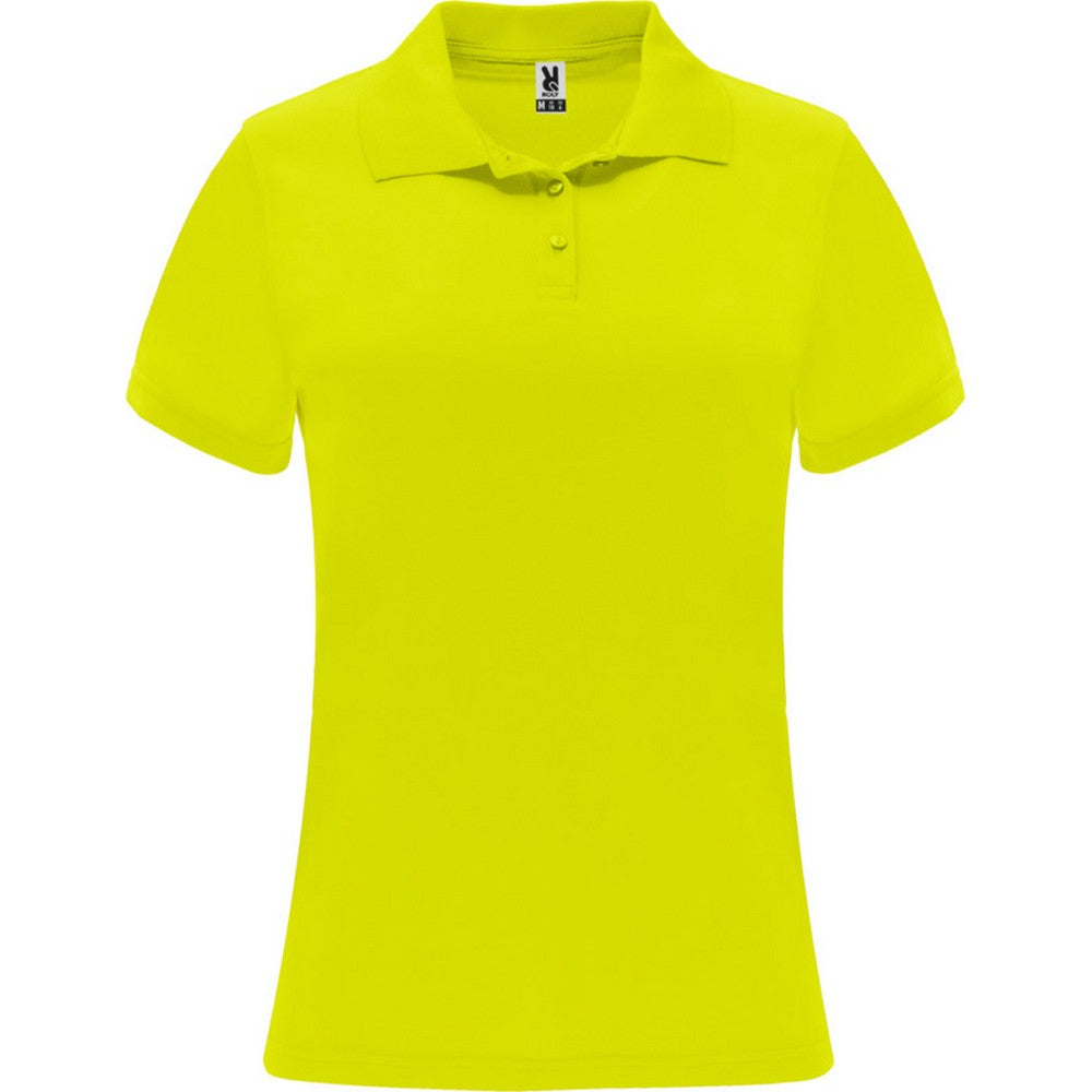 Fluorescent Yellow - Front - Roly Womens-Ladies Monzha Short-Sleeved Sports Polo Shirt