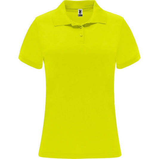 Fluorescent Yellow - Front - Roly Womens-Ladies Monzha Short-Sleeved Sports Polo Shirt